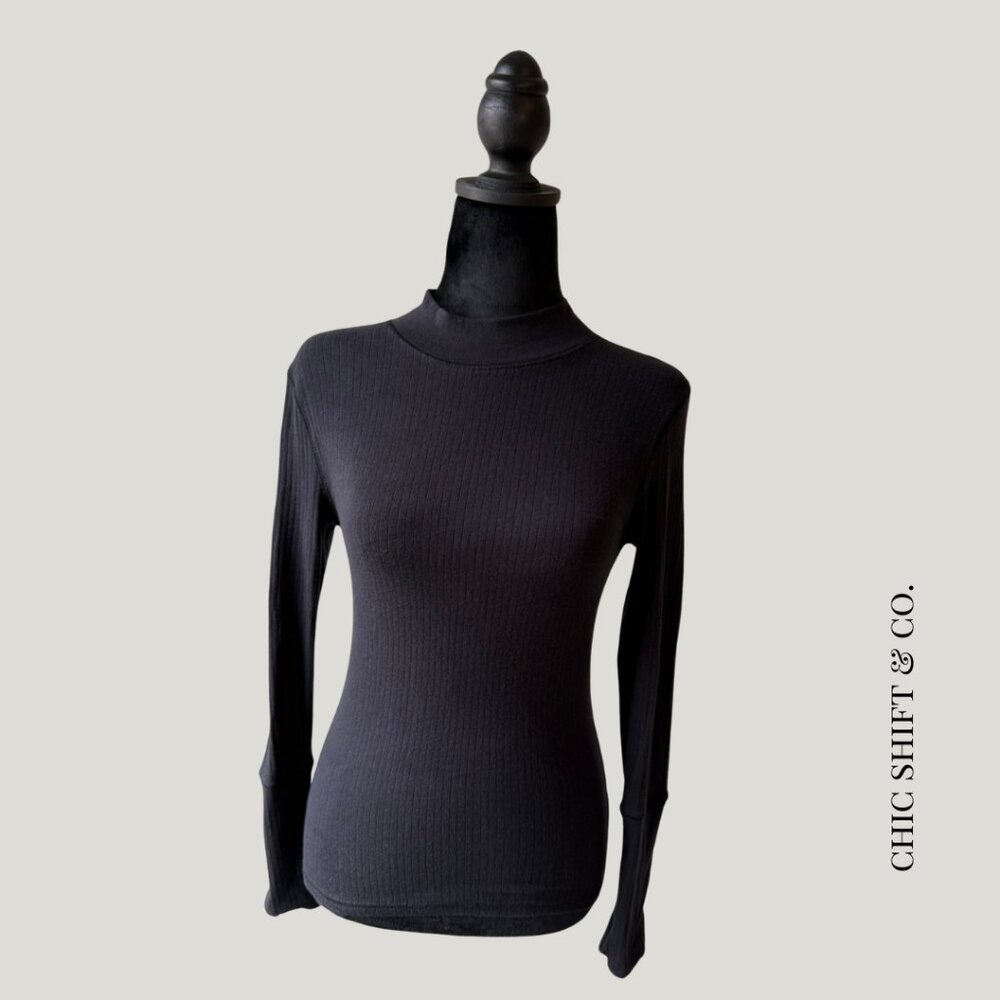 Free People | Intimately | Movement | Mock Neck Long Sleeve Top | Black | Size S